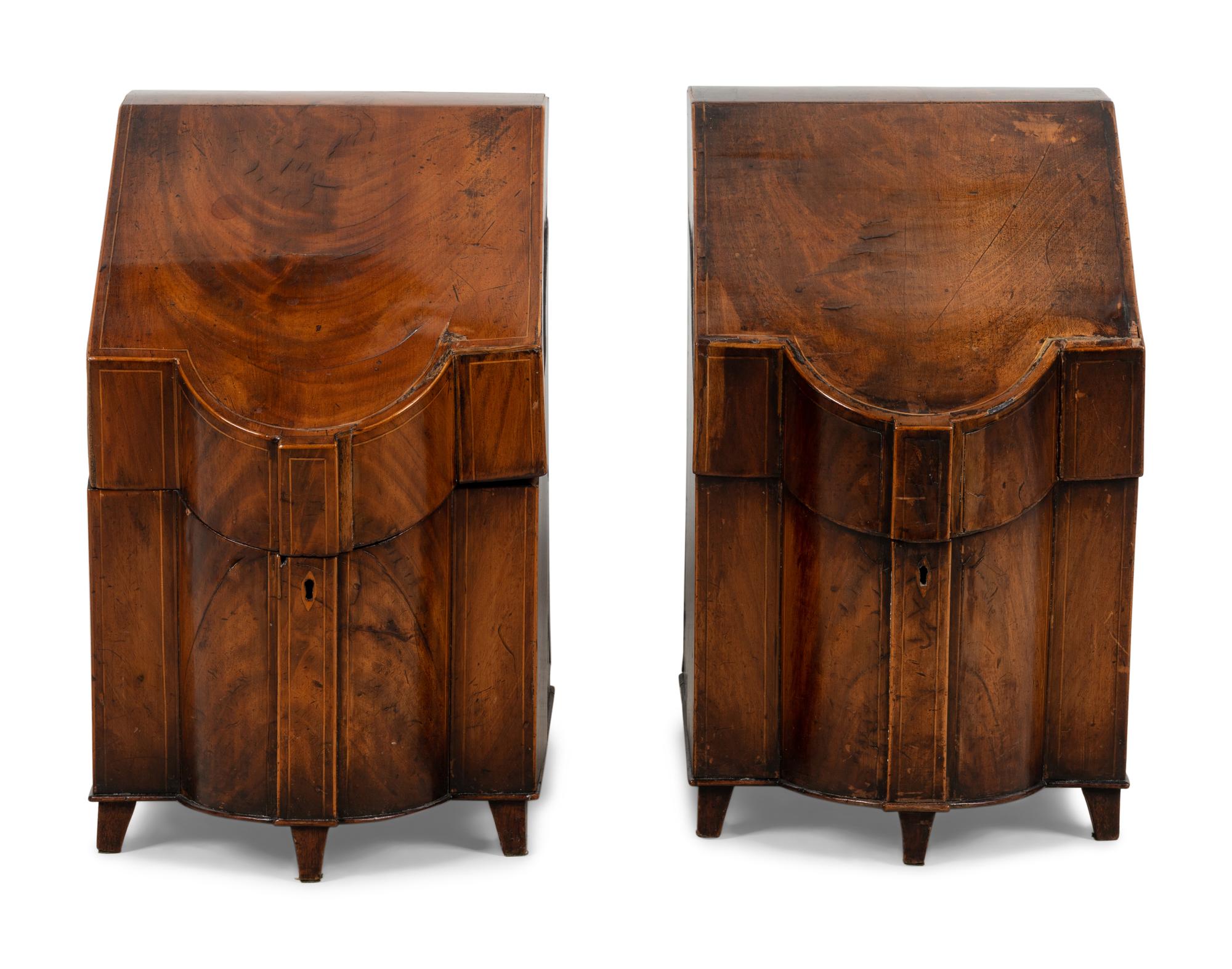 A Pair of George III Mahogany Knife Boxes