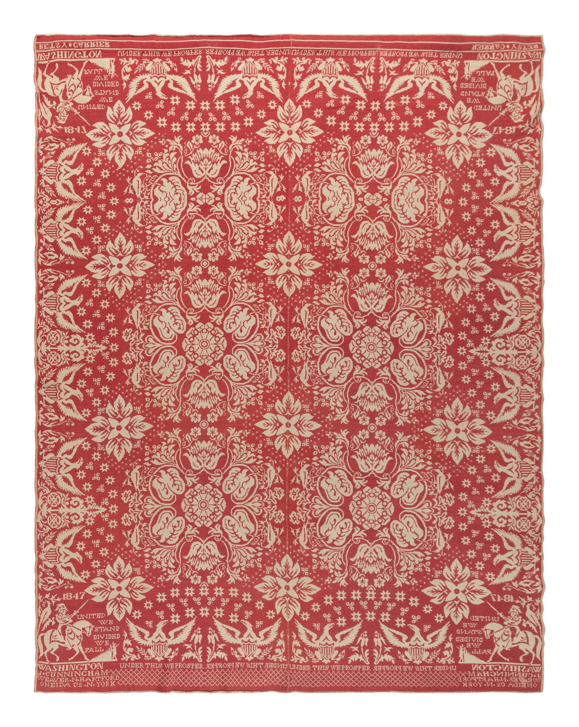 A Cotton and Wool Jacquard Coverlet by James Cunningham