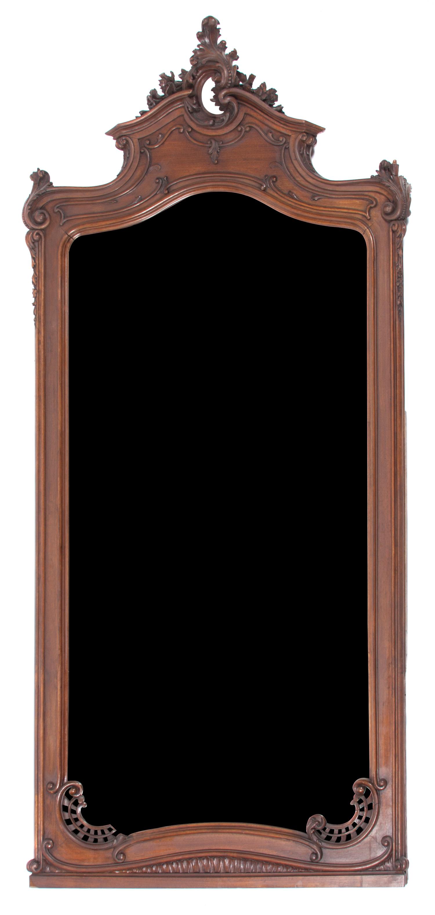 A Louis XV Style Mahogany Pier Mirror 65 x 29 inches. — 20TH CENTURY