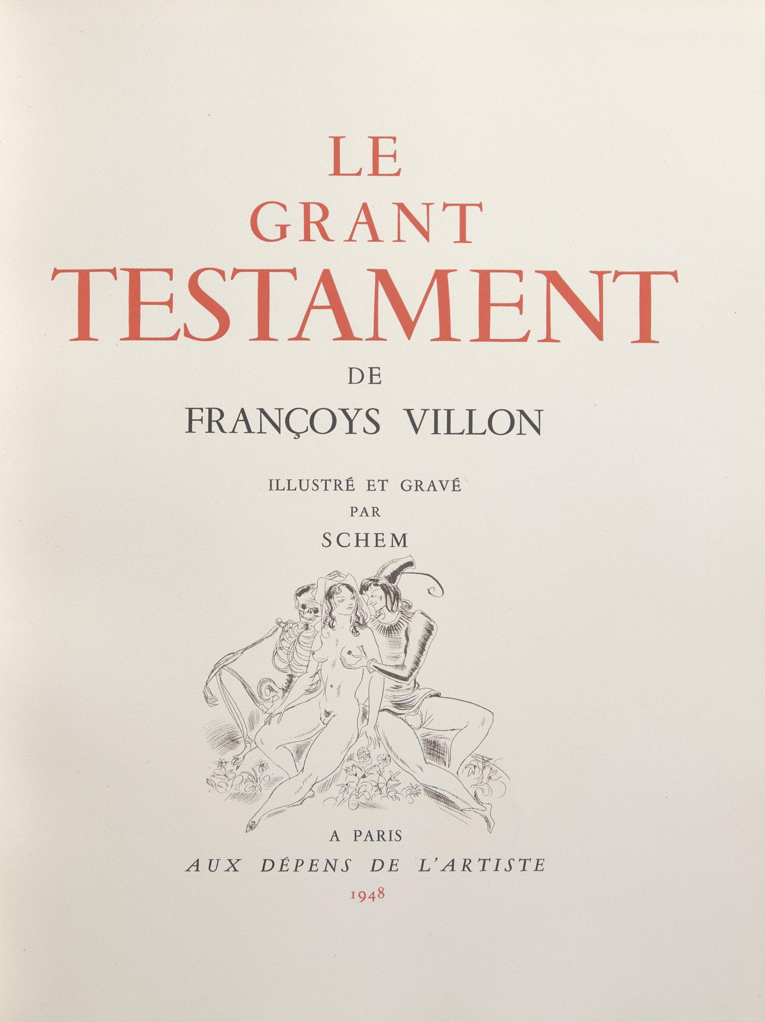 [Fine Bindings] [Weill, Lucie] Villon, Francoys. Le Grant Testament