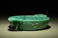 A Mottled Green Jadeite Marriage Bowl