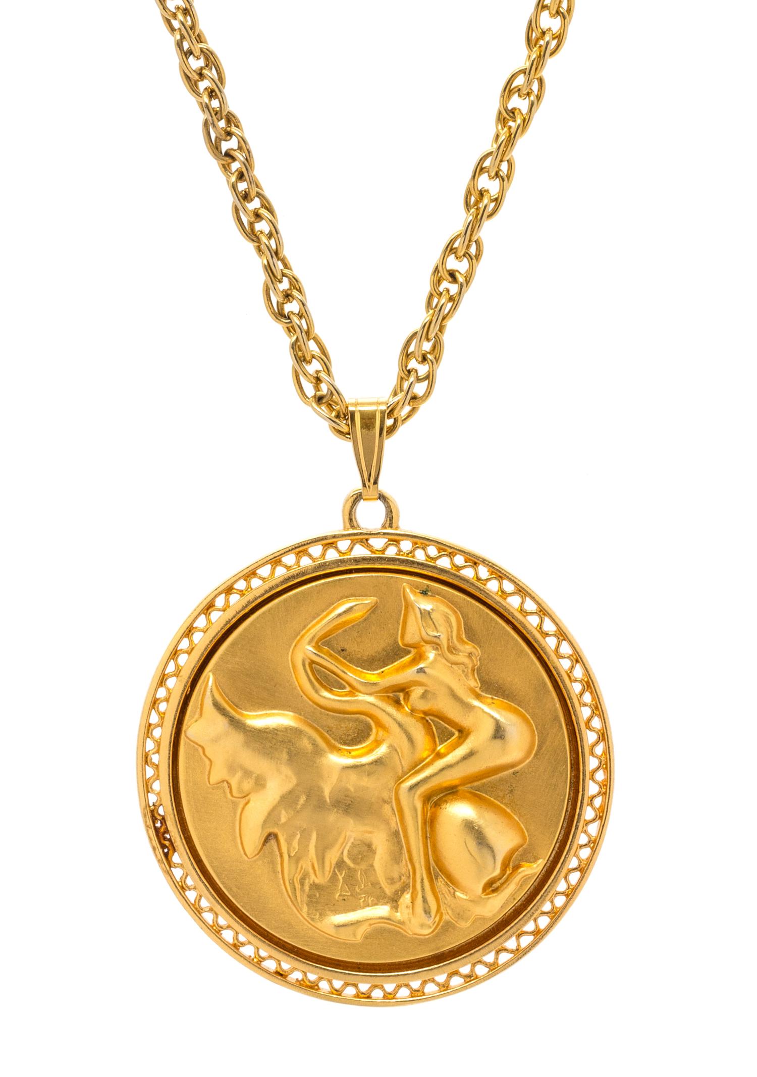 A Gold Plated 'Leda and the Swan' Pendant, Salvador Dali,