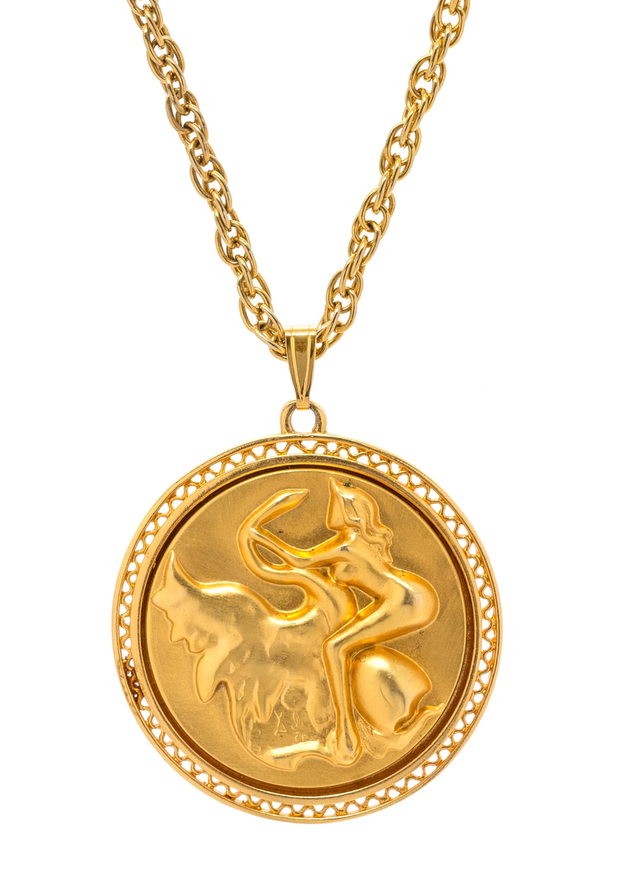 A Gold Plated 'Leda and the Swan' Pendant, Salvador Dali,