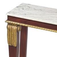 An English Mahogany, Parcel-Gilt and Marble-Top Console Table