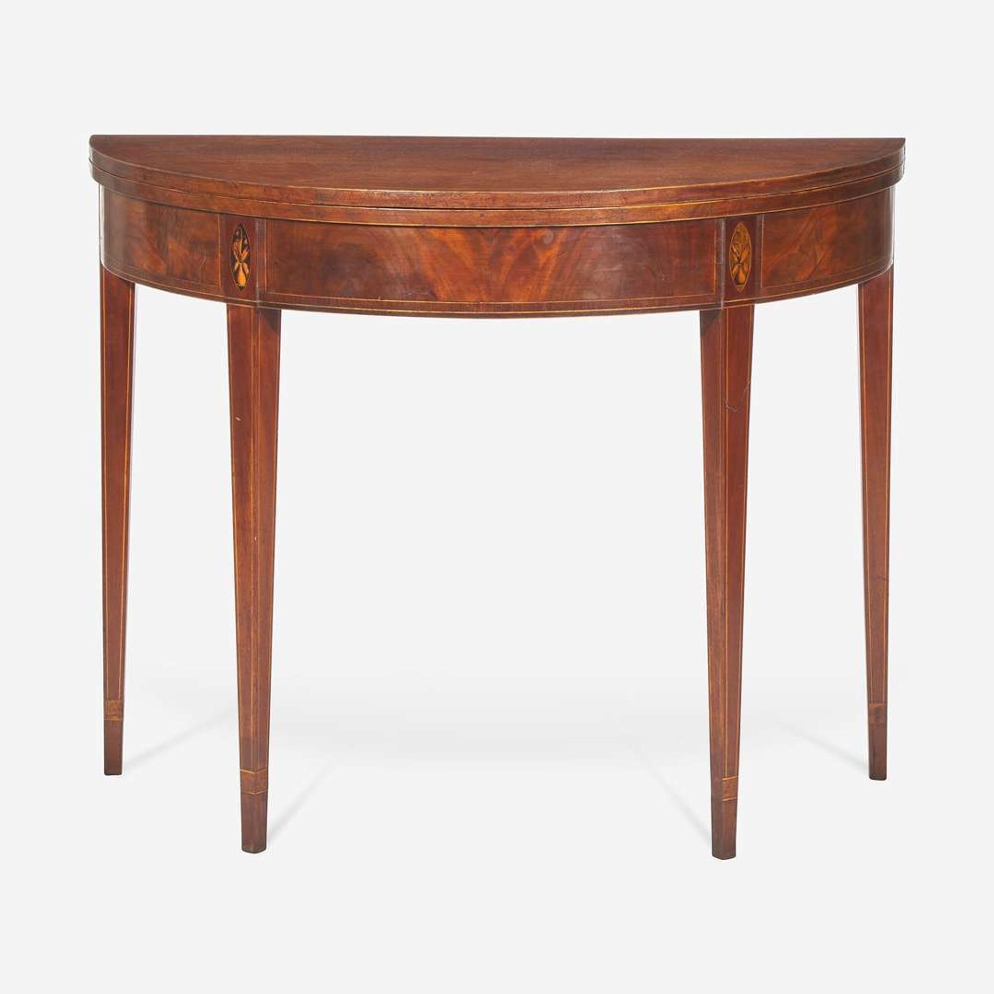 A Federal inlaid mahogany demilune card table Southern States, circa 1800