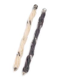 TRIANON, CONVERTIBLE CULTURED PEARL AND DIAMOND NECKLACE/BRACELET SET