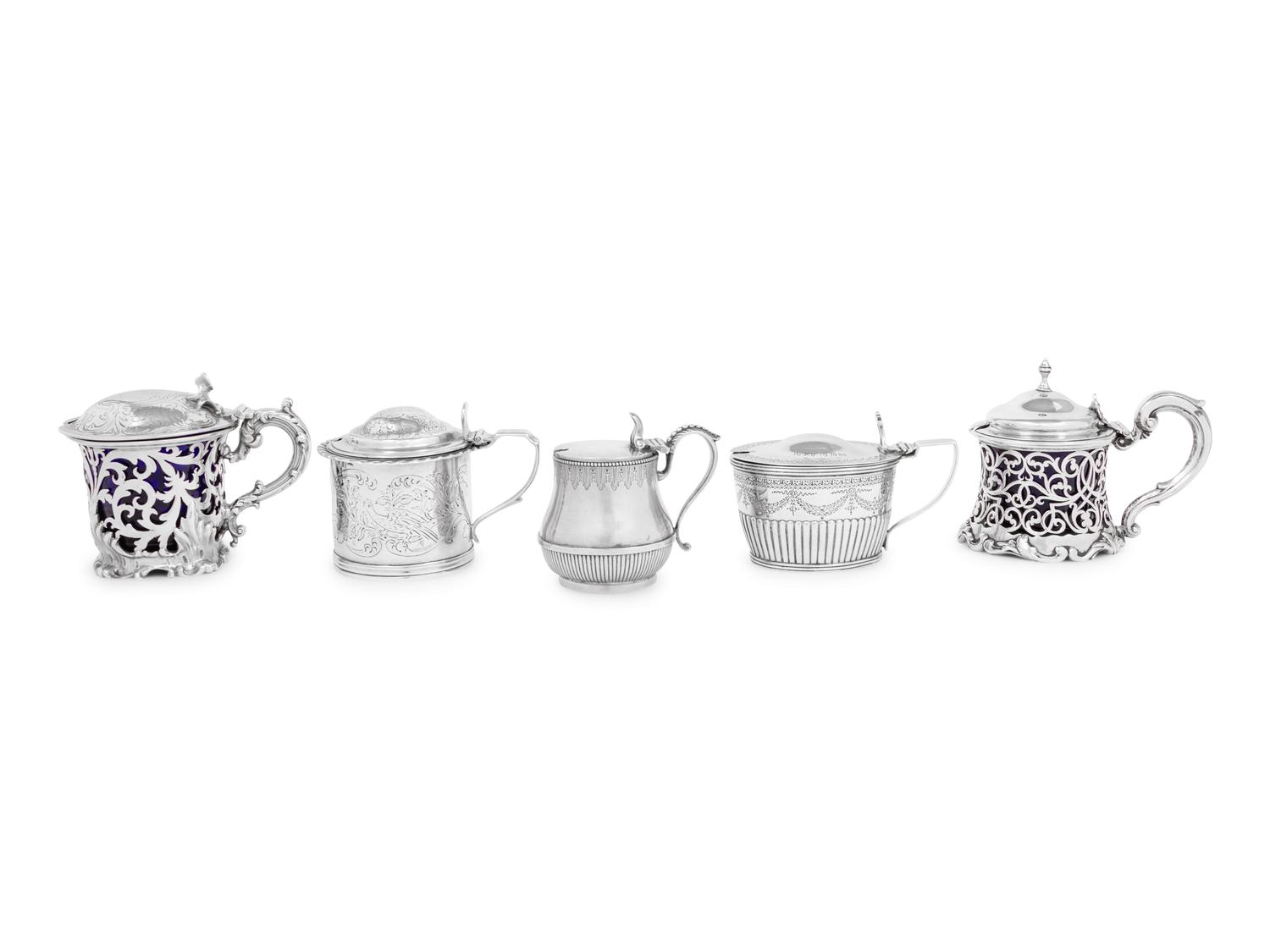 A Group of Silver Mustard Jars