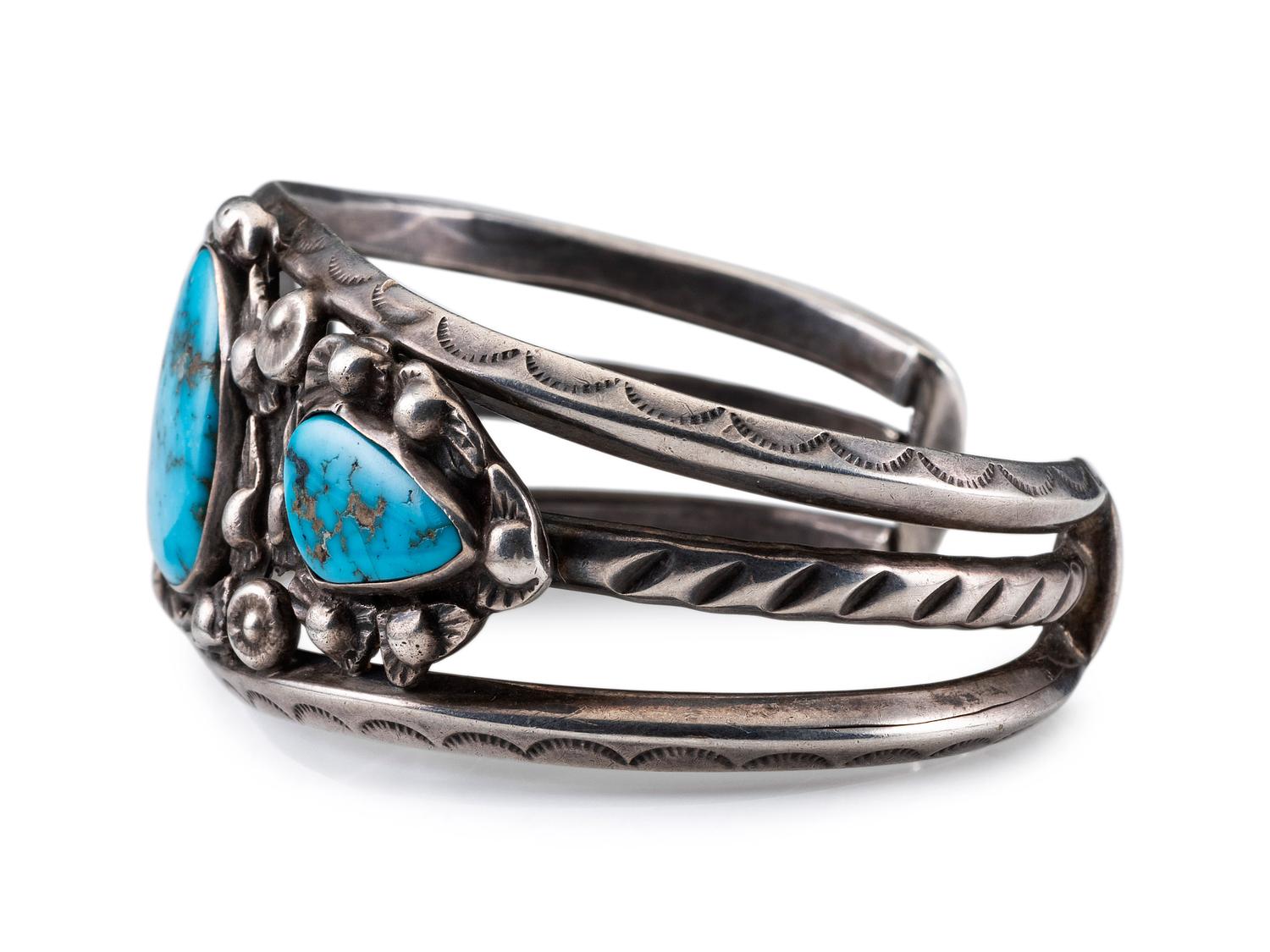 Navajo Silver and Turquoise Cuff Bracelet