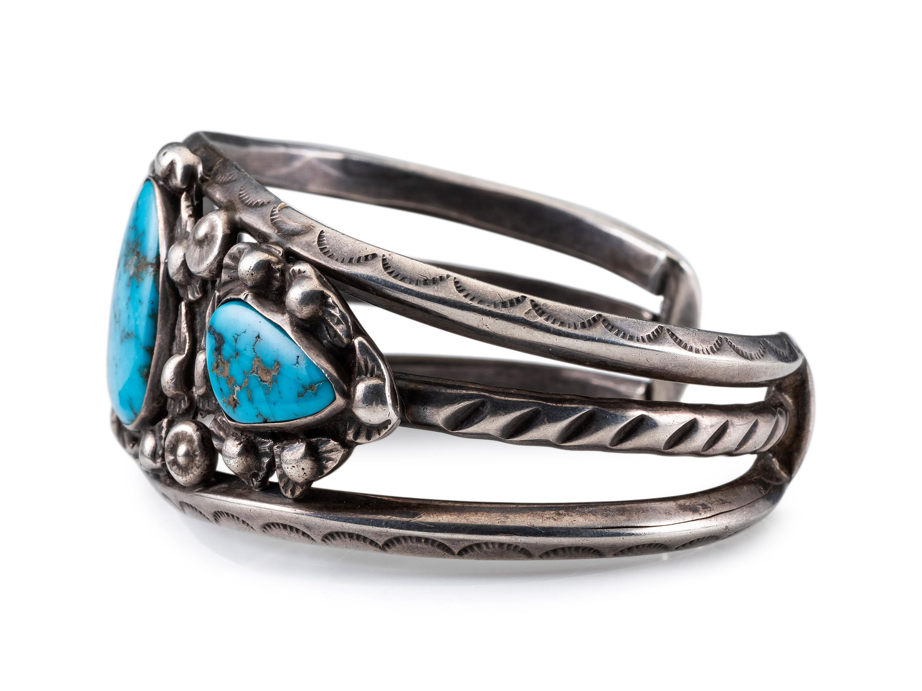 Navajo Silver and Turquoise Cuff Bracelet