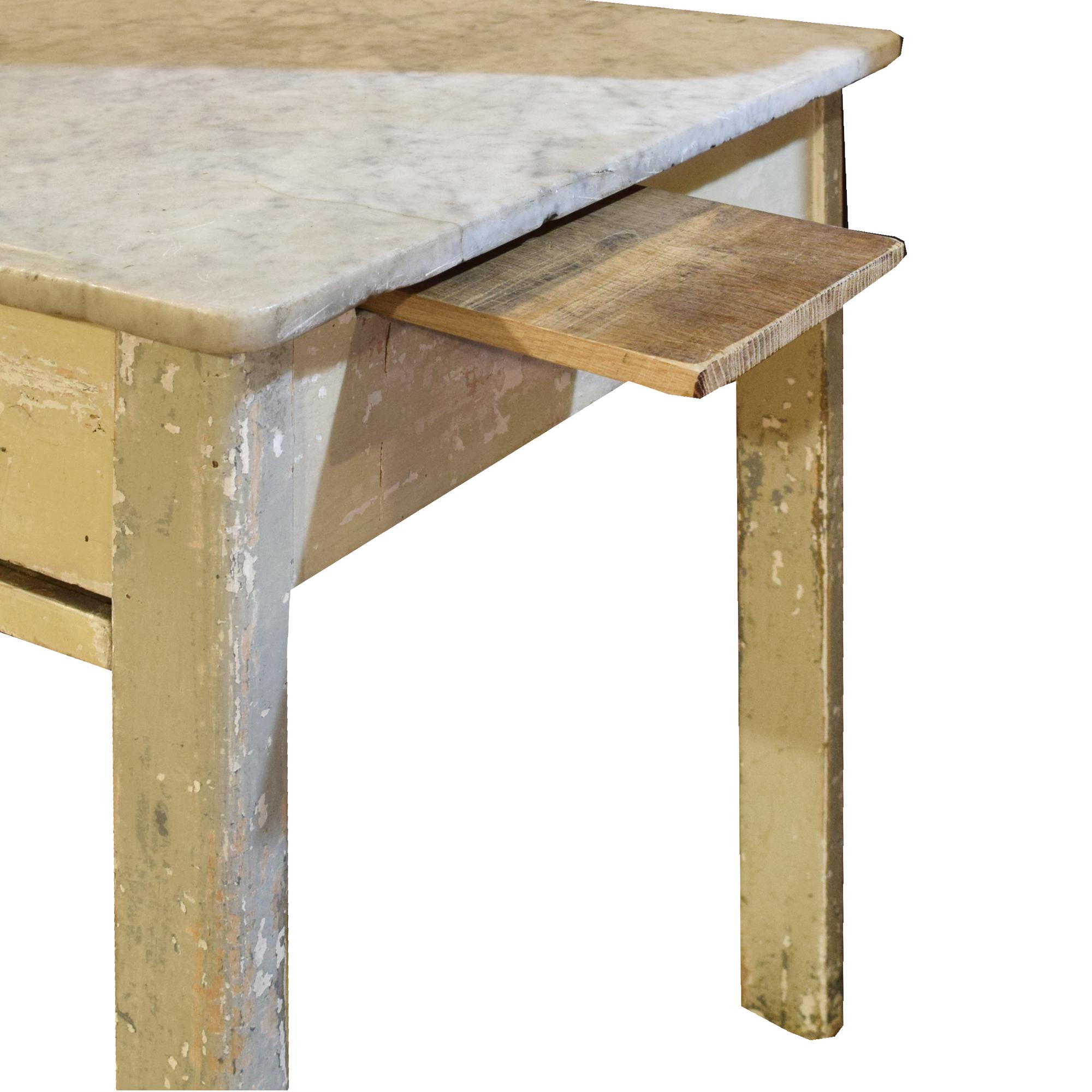 A Wood and Marble Baker's Table 51.5" W x 27.5" D x 31.5" H — France, Circa 1900