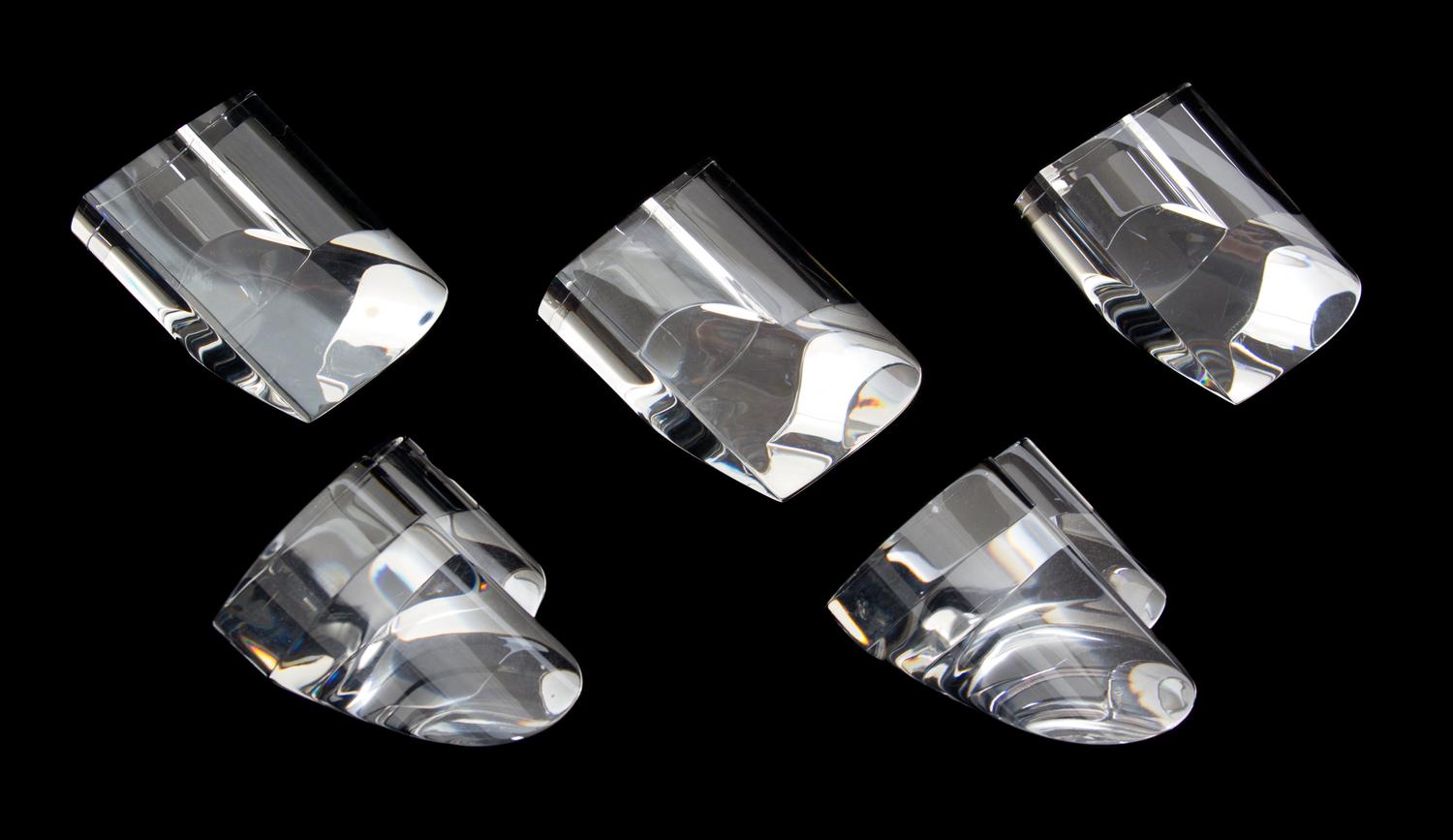 A Group of Five Steuben Crystal Hearts Height of taller 3 1/2 inches. — 20TH CENTURY