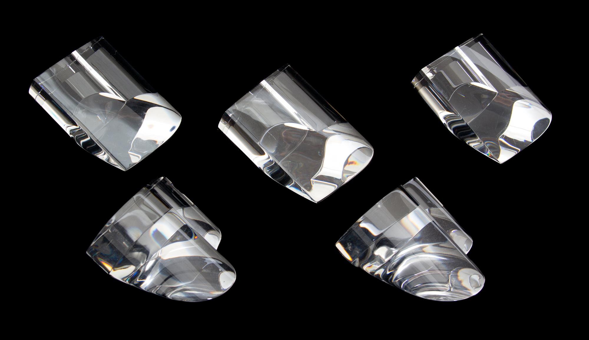 A Group of Five Steuben Crystal Hearts Height of taller 3 1/2 inches. — 20TH CENTURY