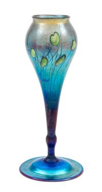 A Tiffany Studios Favrile Glass Vase Height 8 5/8 inches.