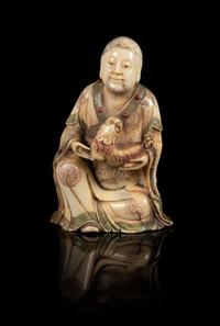 A Soapstone Figure of Luohan Height 4 inches. — 19TH/20TH CENTURY