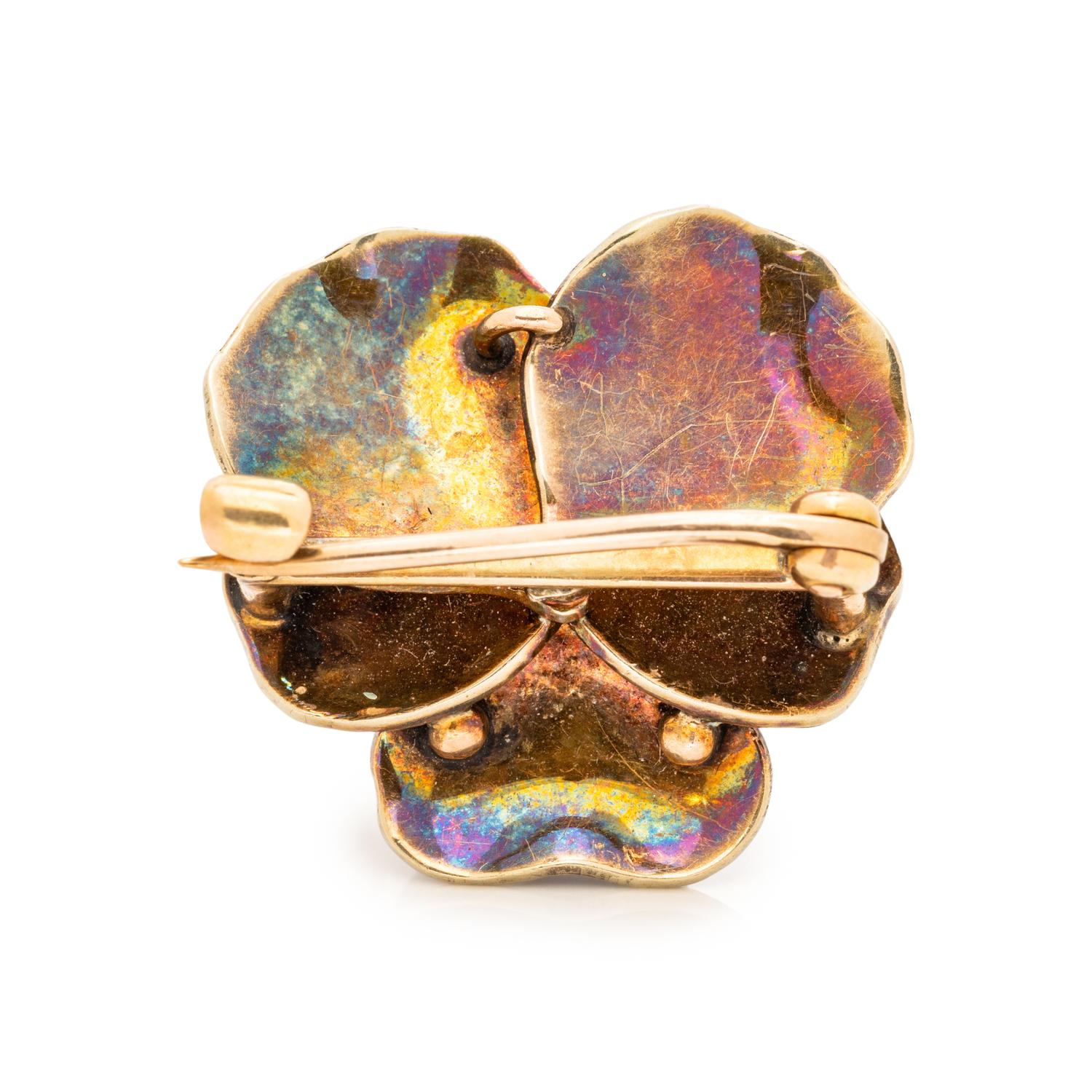 DIAMOND AND ENAMEL PANSY BROOCH