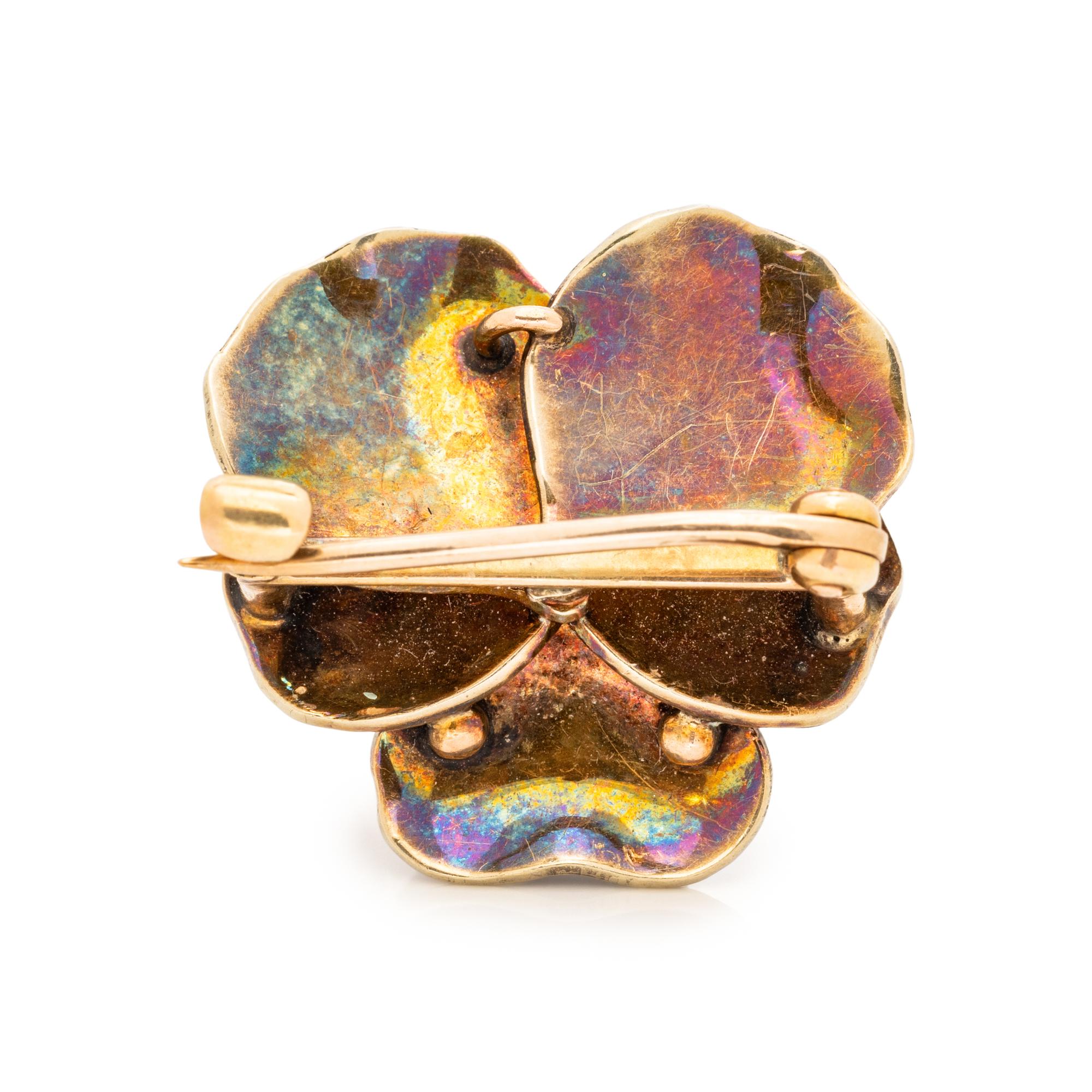 DIAMOND AND ENAMEL PANSY BROOCH