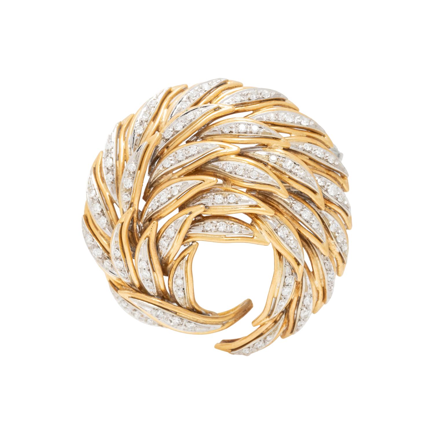 RETRO, BICOLOR GOLD AND DIAMOND JEWELRY SUITE