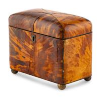 A Regency Silver Mounted Tortoise Shell Tea Caddy