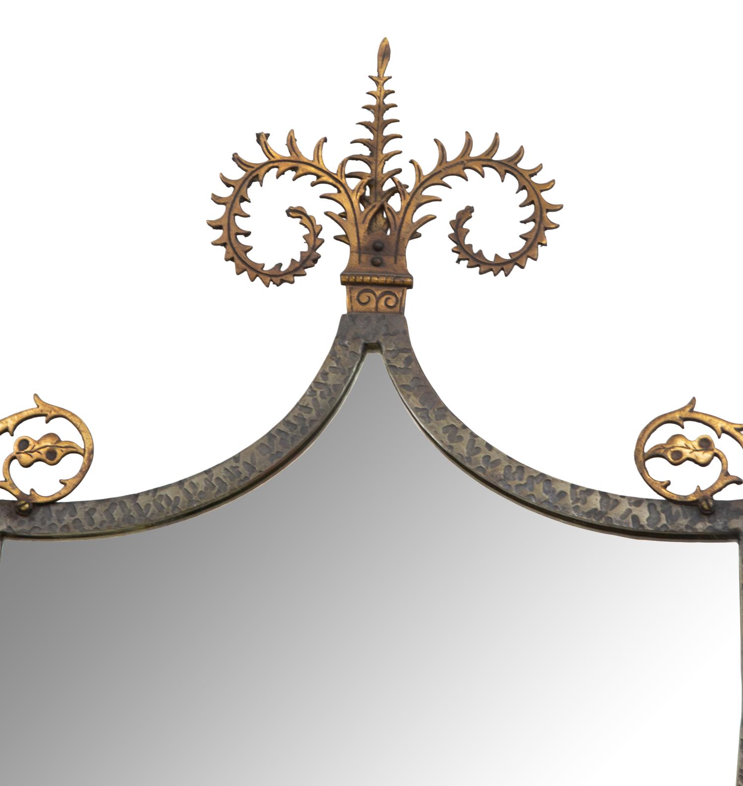 A Continental Brass and Iron Shield-form Mirror