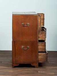 An Anglo-Colonial Brass Mounted Teak Campaign Writing Desk