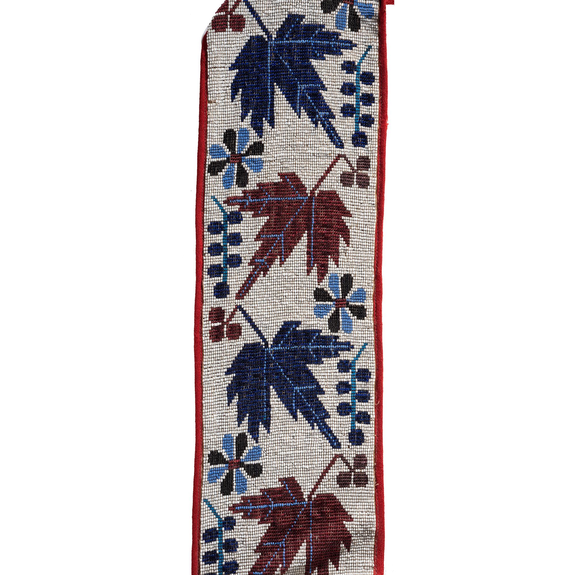 Anishinaabe Loom-Beaded Bandolier Bag, with Maple Leaves