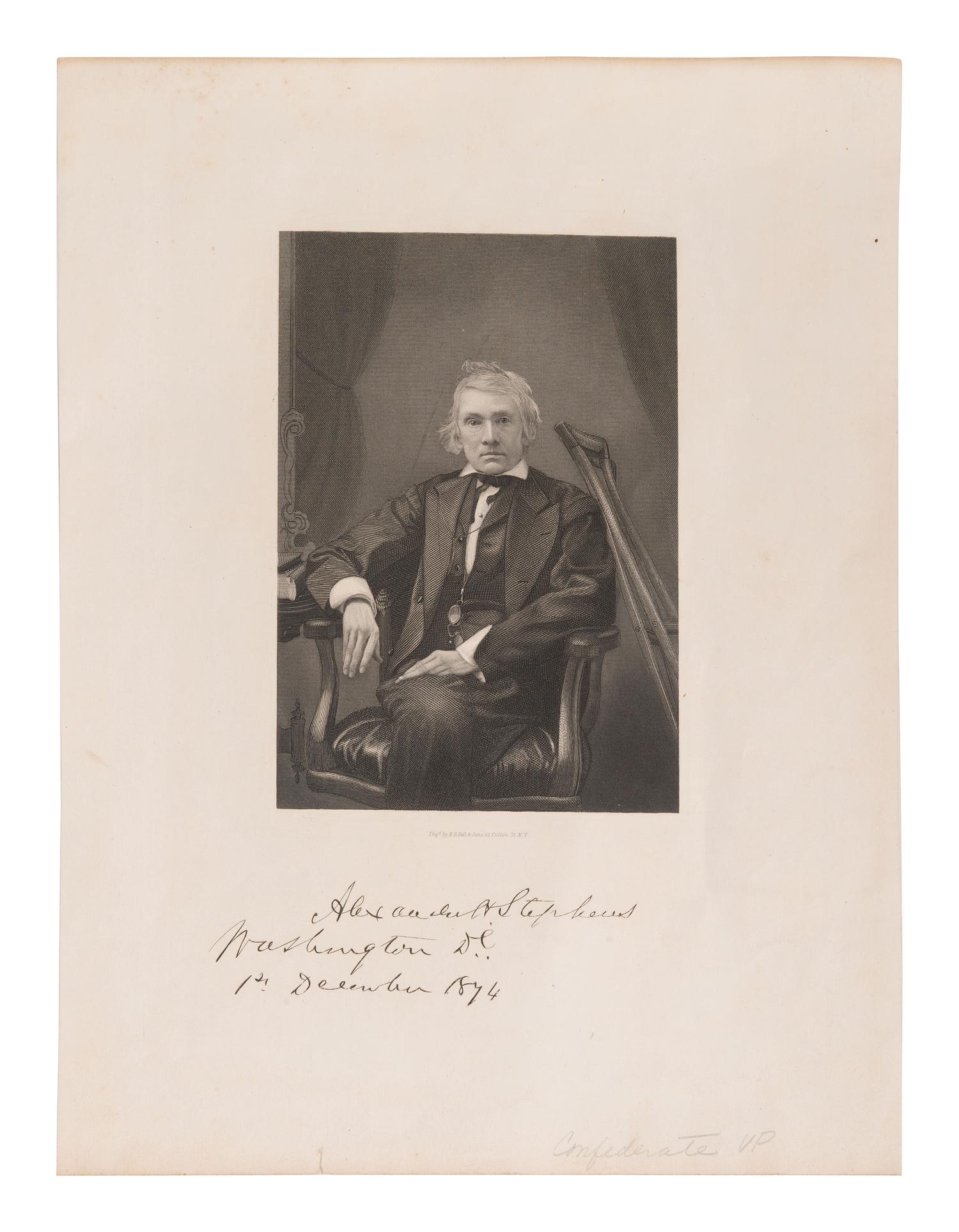 STEPHENS, Alexander (1812-1883). Gen. Nathaniel Lyon and Missouri in 1861 . SIGNED by Stephens. [With:] Engraving.