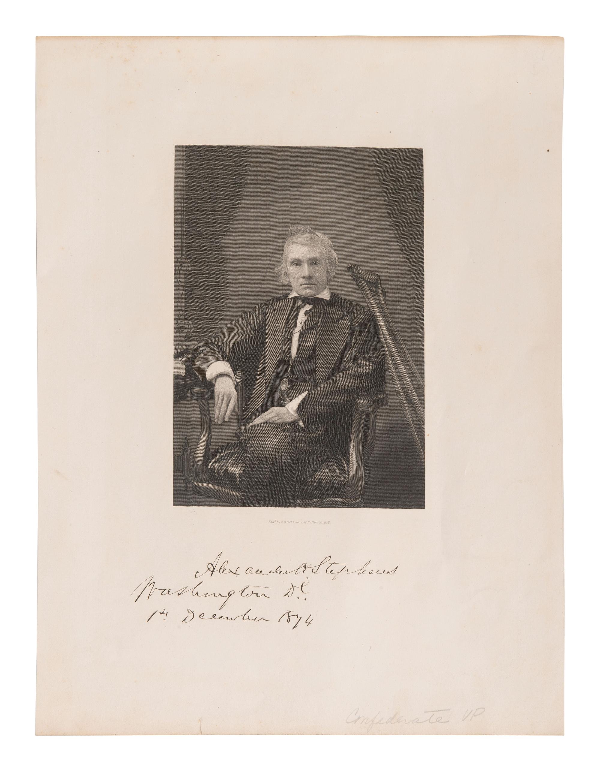 STEPHENS, Alexander (1812-1883). Gen. Nathaniel Lyon and Missouri in 1861 . SIGNED by Stephens. [With:] Engraving.