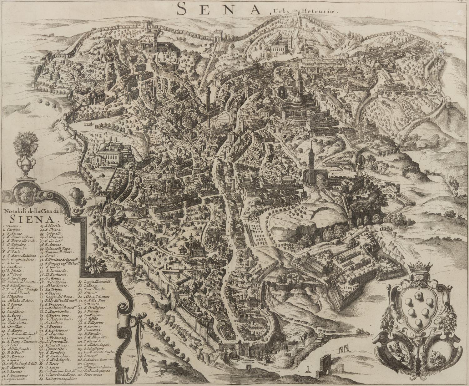 VAN DER AA, Pieter (1659-1733). Sena, urbs Hetruriae. [Leiden], ca 1713.