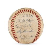 A 1942 Detroit Tigers Team Signed Autograph Baseball Featuring Charlie Gehringer (JSA Letter of Authenticity),