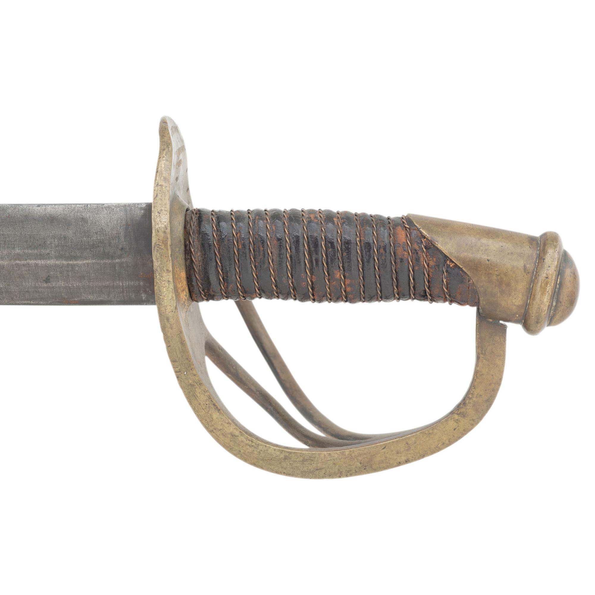 Scarce Straight Blade Memphis Novelty Works Thomas Leech Inside Guard Marked Cavalry Saber