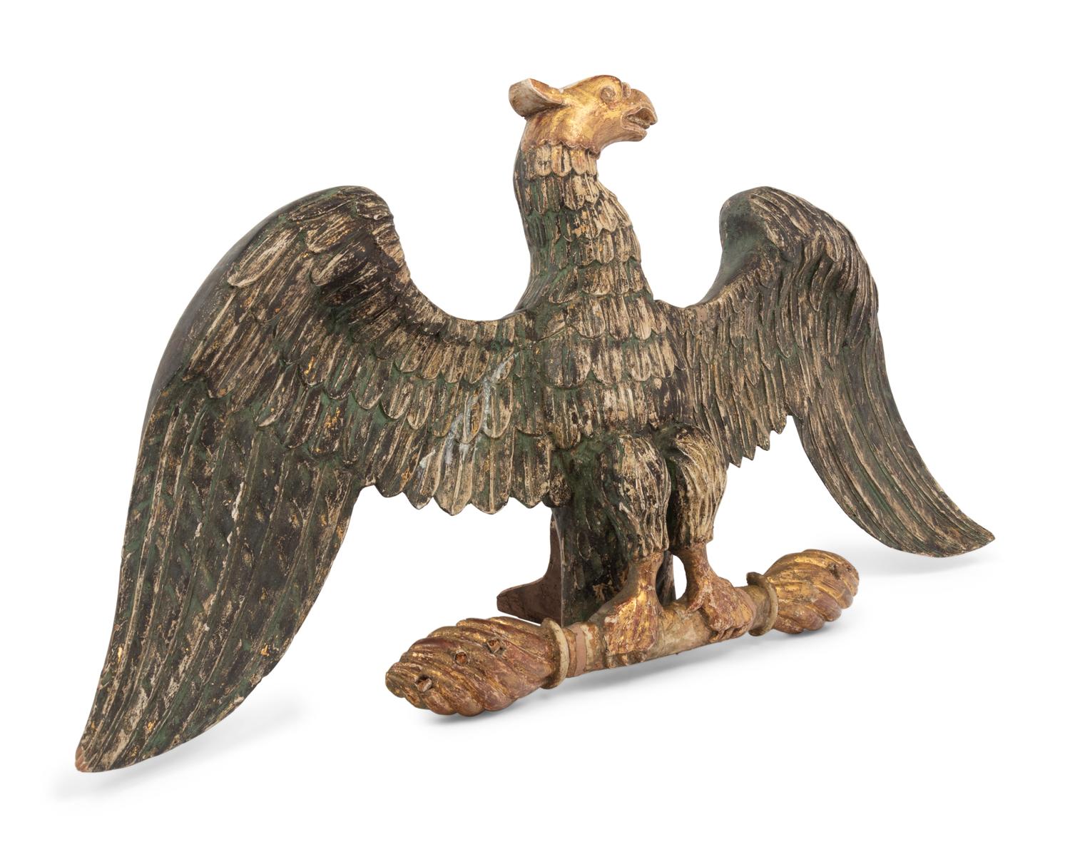 A Carved, Painted and Gilded Eagle Ornament