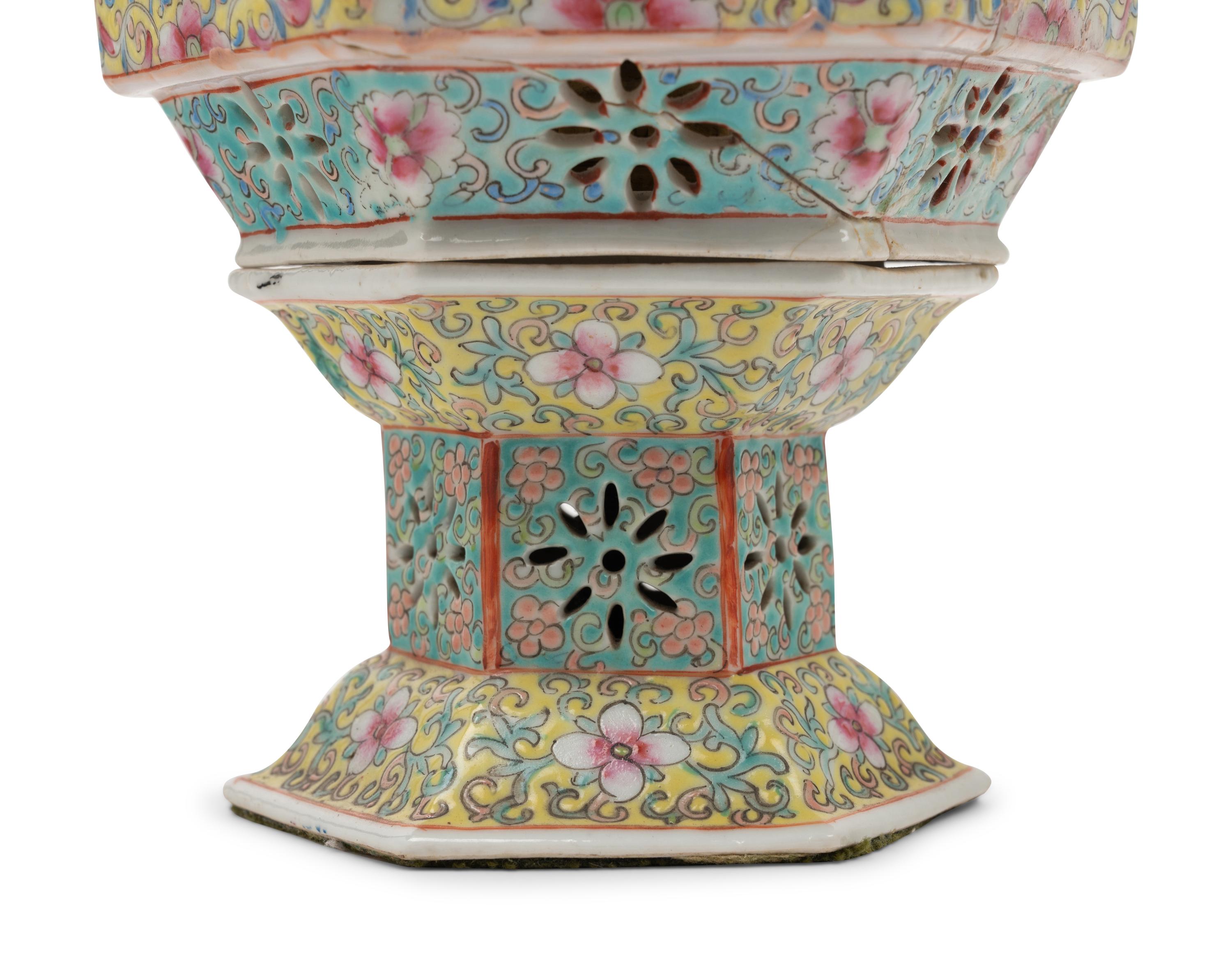 A Pair of Chinese Famille Rose Reticulated Lanterns
