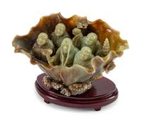 Chinese Carved Jadeite Group of Five Lohans