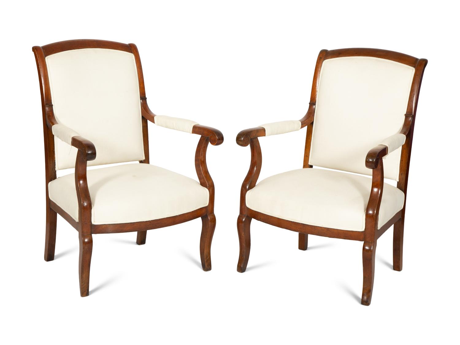 A Pair of French Walnut Fauteuils