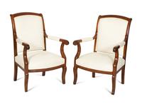 A Pair of French Walnut Fauteuils