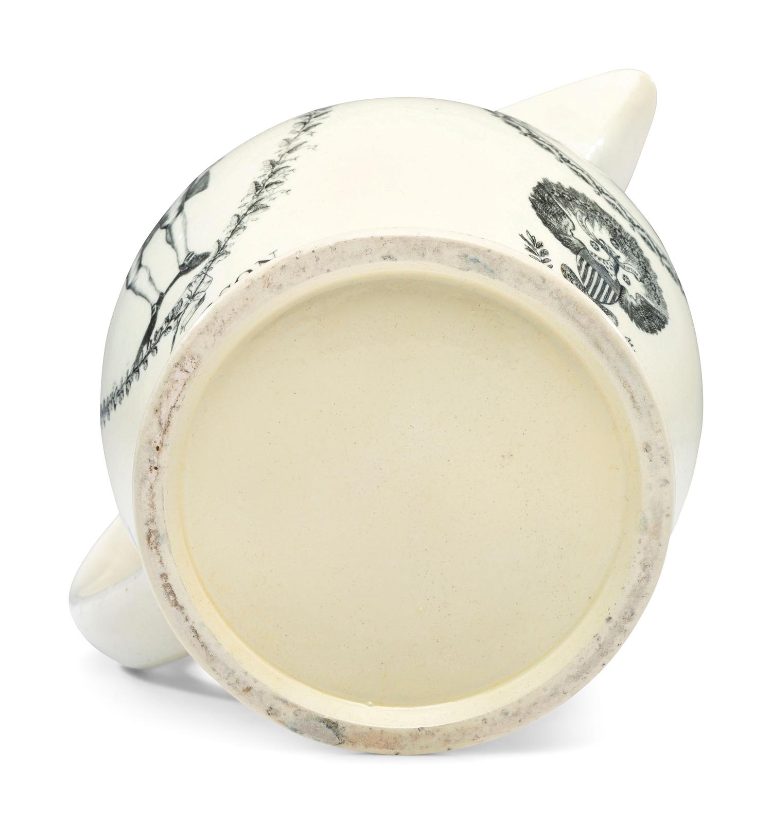 A Rare Liverpool Transfer-Printed Creamware 'Thomas Jefferson' Pitcher