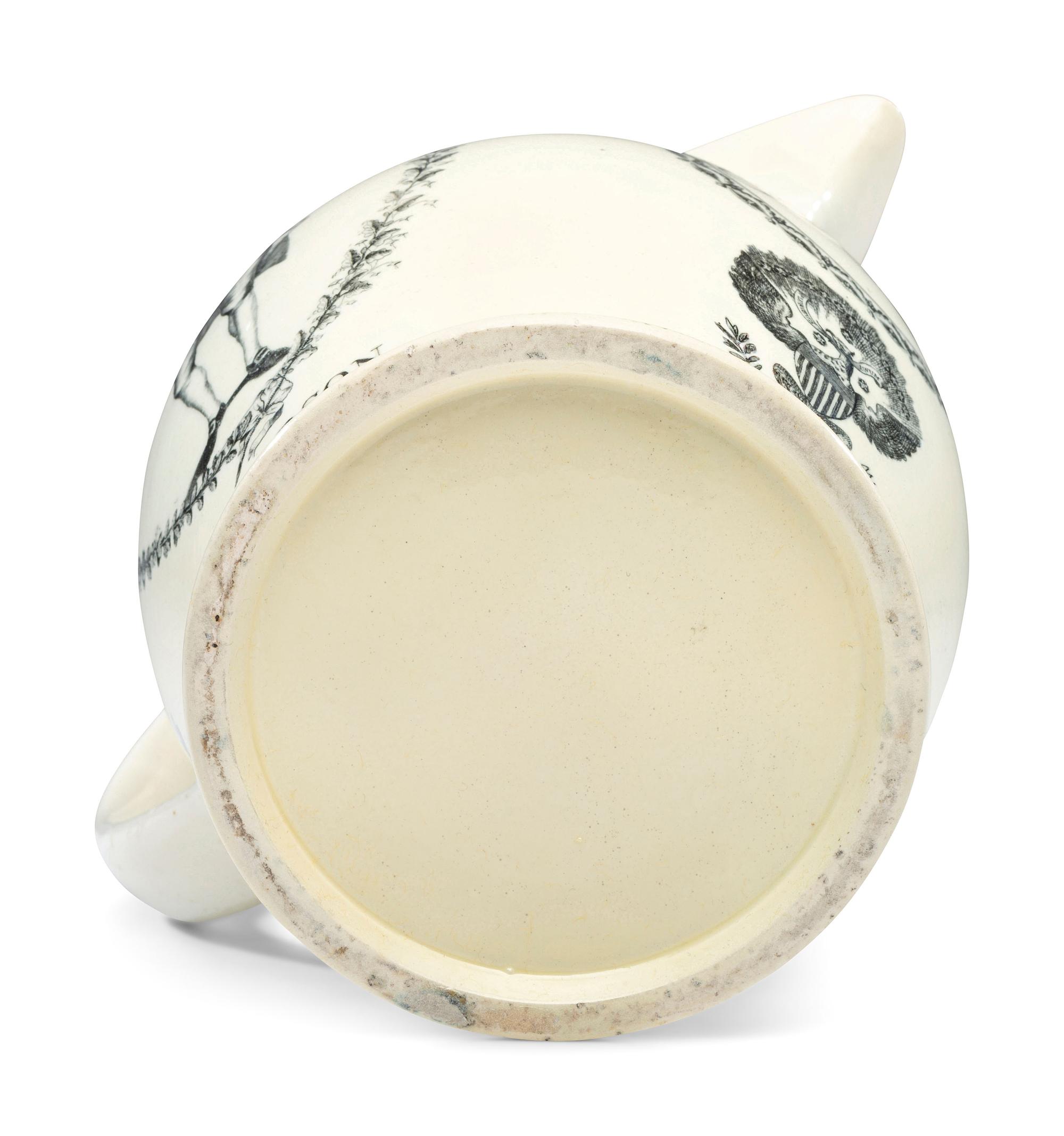A Rare Liverpool Transfer-Printed Creamware 'Thomas Jefferson' Pitcher