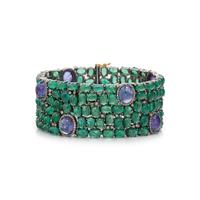 EMERALD, TANZANITE AND DIAMOND BRACELET
