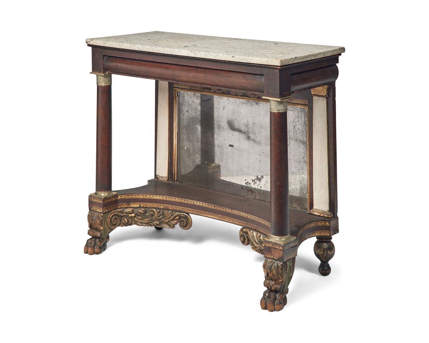 A Classical Stencil-Decorated Mahogany Pier Table