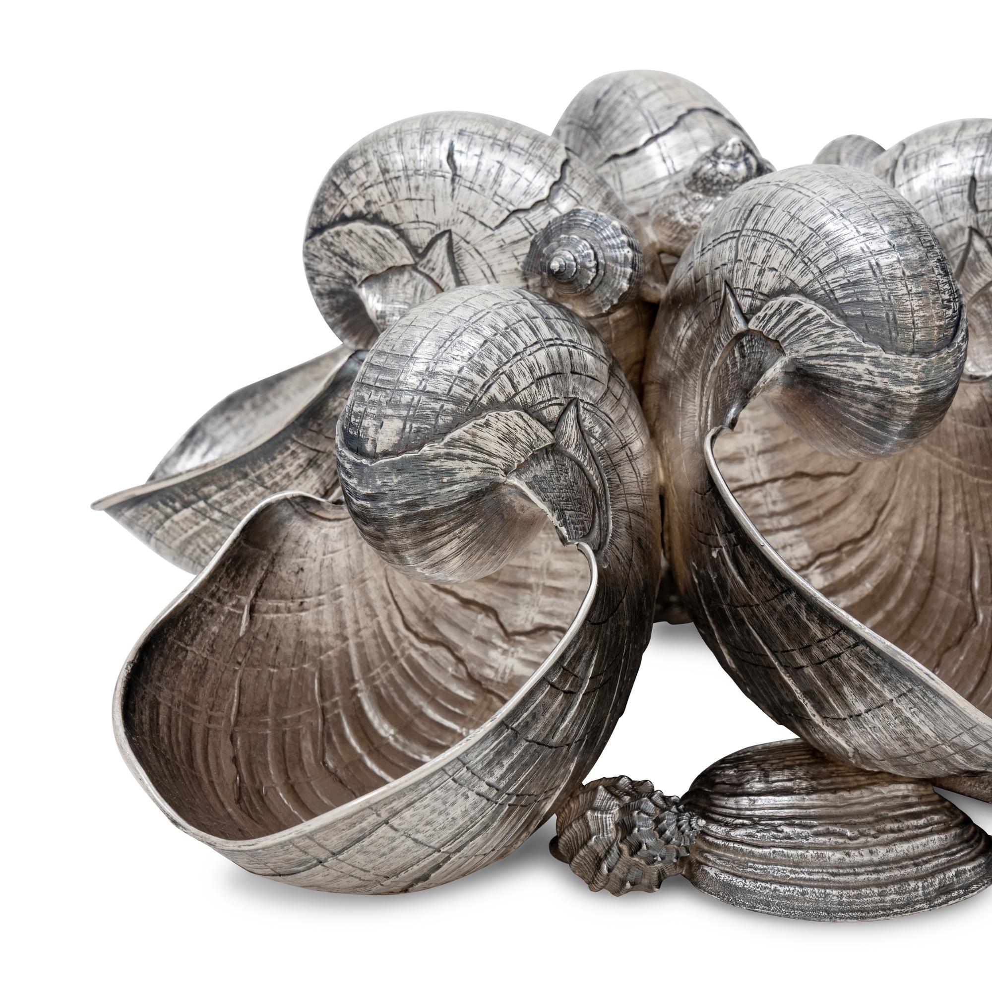 A Buccellati Silver Nautilus Shell Centerpiece