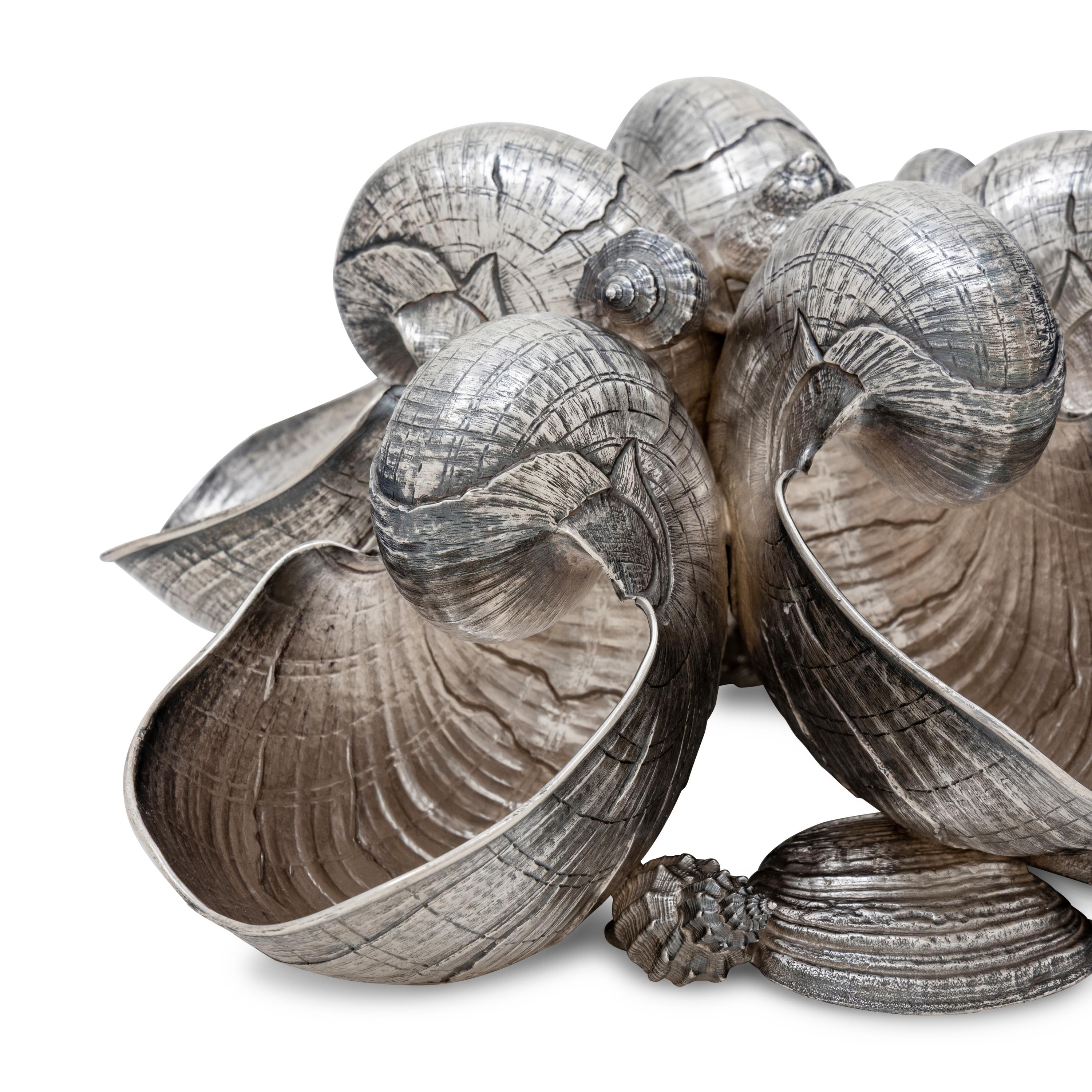 A Buccellati Silver Nautilus Shell Centerpiece