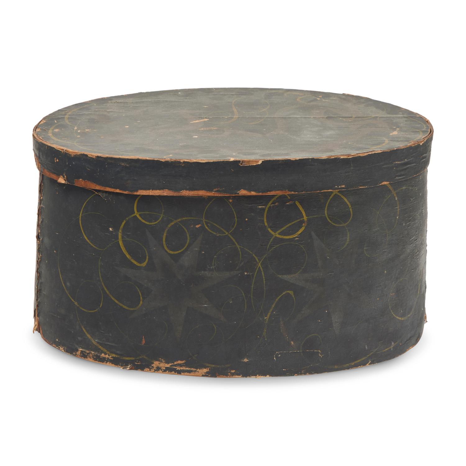A Painted Paper Covered Hat Box