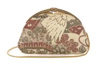 A Judith Leiber Champagne Embroidered Clutch, 9 1/2 x 6 x 1 inches.