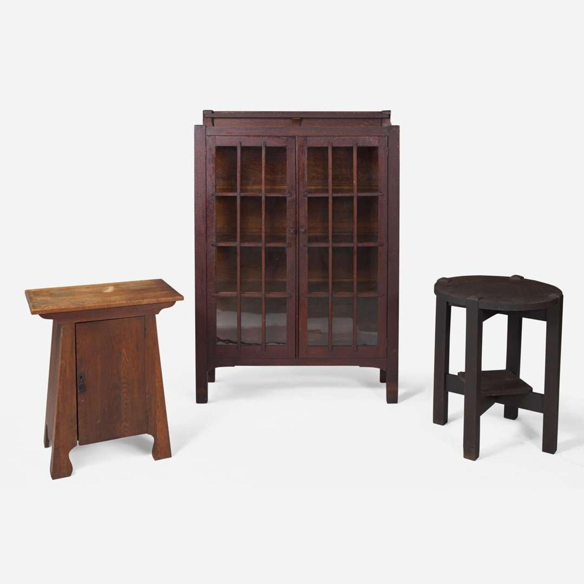 Morris, Murch & Butler, etc. Lamp Table, Two-Door China Cabinet, and Small Cabinet, USA, circa 1905