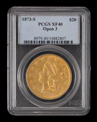 A United States 1873-S Liberty Head: Open 3 $20 Gold Coin