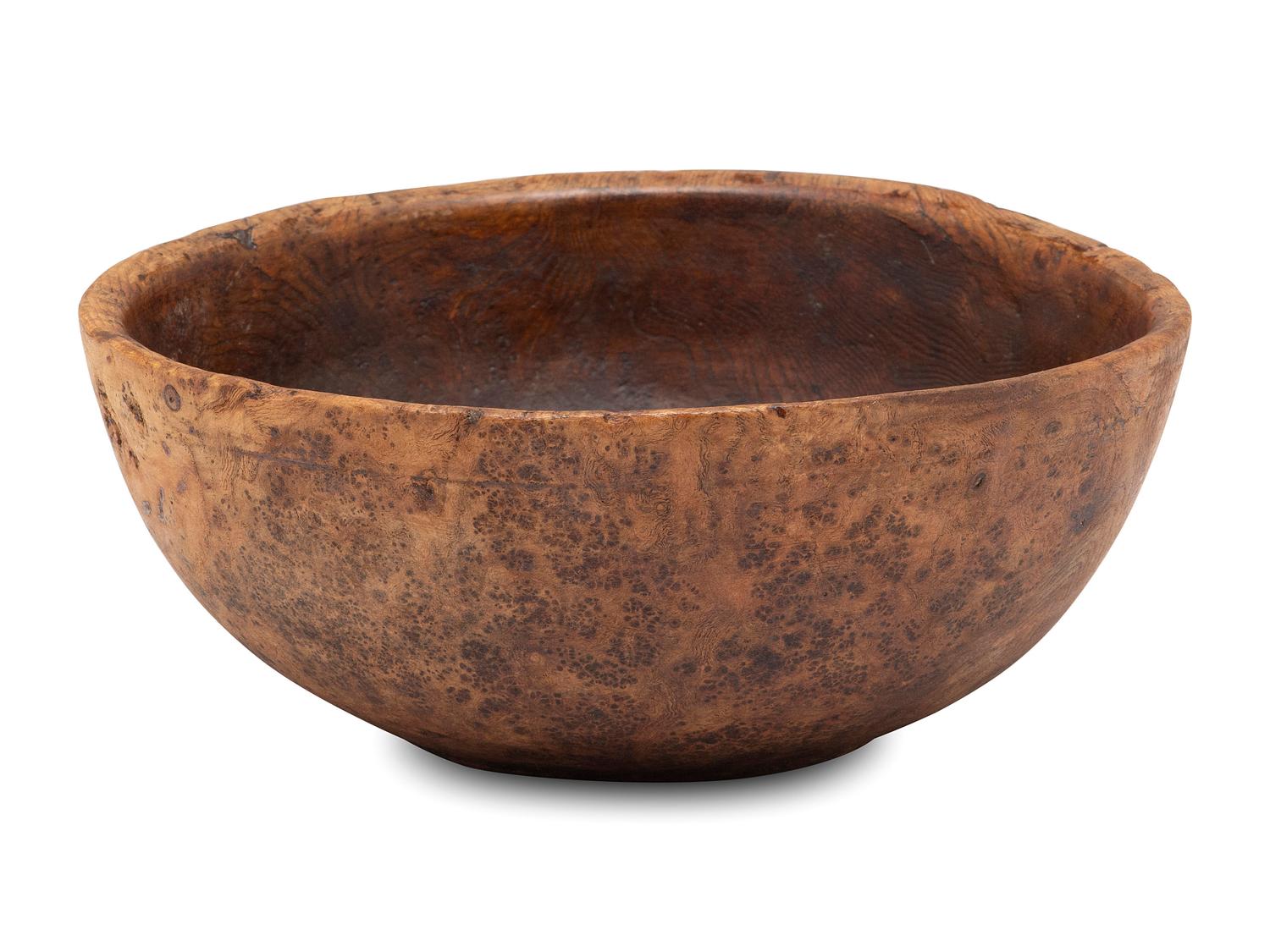 A Carved Burlwood Dough Bowl