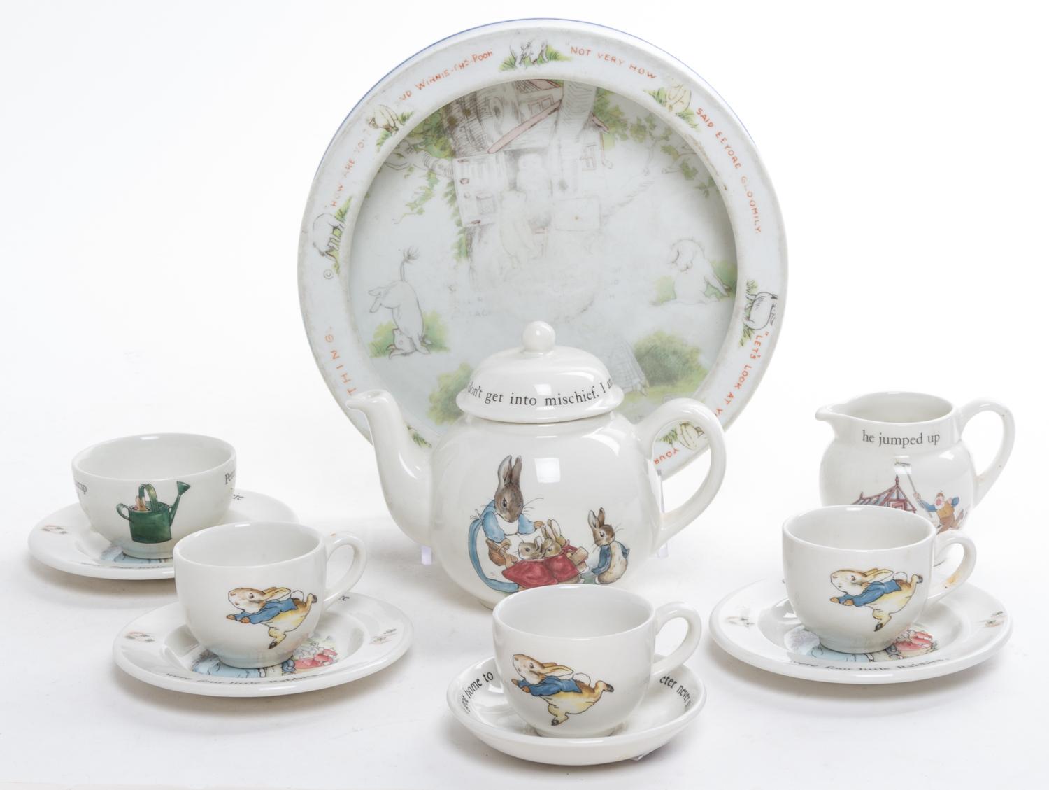 A Wedgwood Peter Rabbit Children's Tea Set Diameter of last 7 5/8 inches.