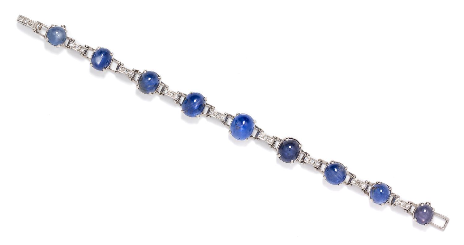 A Platinum, Sapphire and Diamond Bracelet, 18.50 dwts.