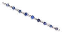 A Platinum, Sapphire and Diamond Bracelet, 18.50 dwts.
