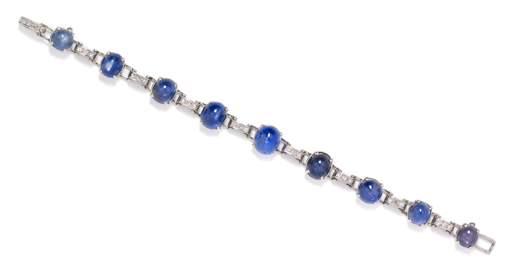 A Platinum, Sapphire and Diamond Bracelet, 18.50 dwts.